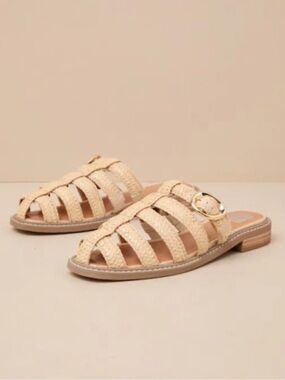 Dolce Vita Falcun Raffia Buckle Mules Size 9
